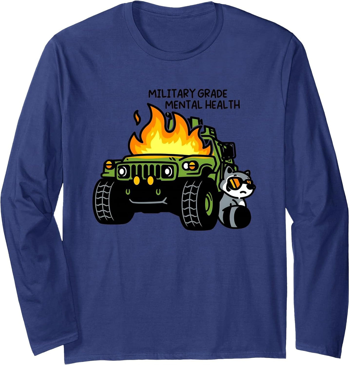 Military Grade Mental Health Long Sleeve T-Shirt - Adult Unisex Navy Blue
