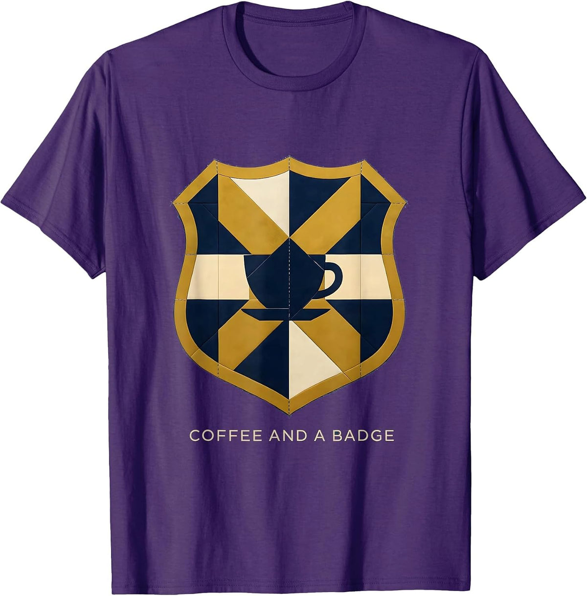 Coffee and a Badge Law Enforcement Design T-Shirt - Purple