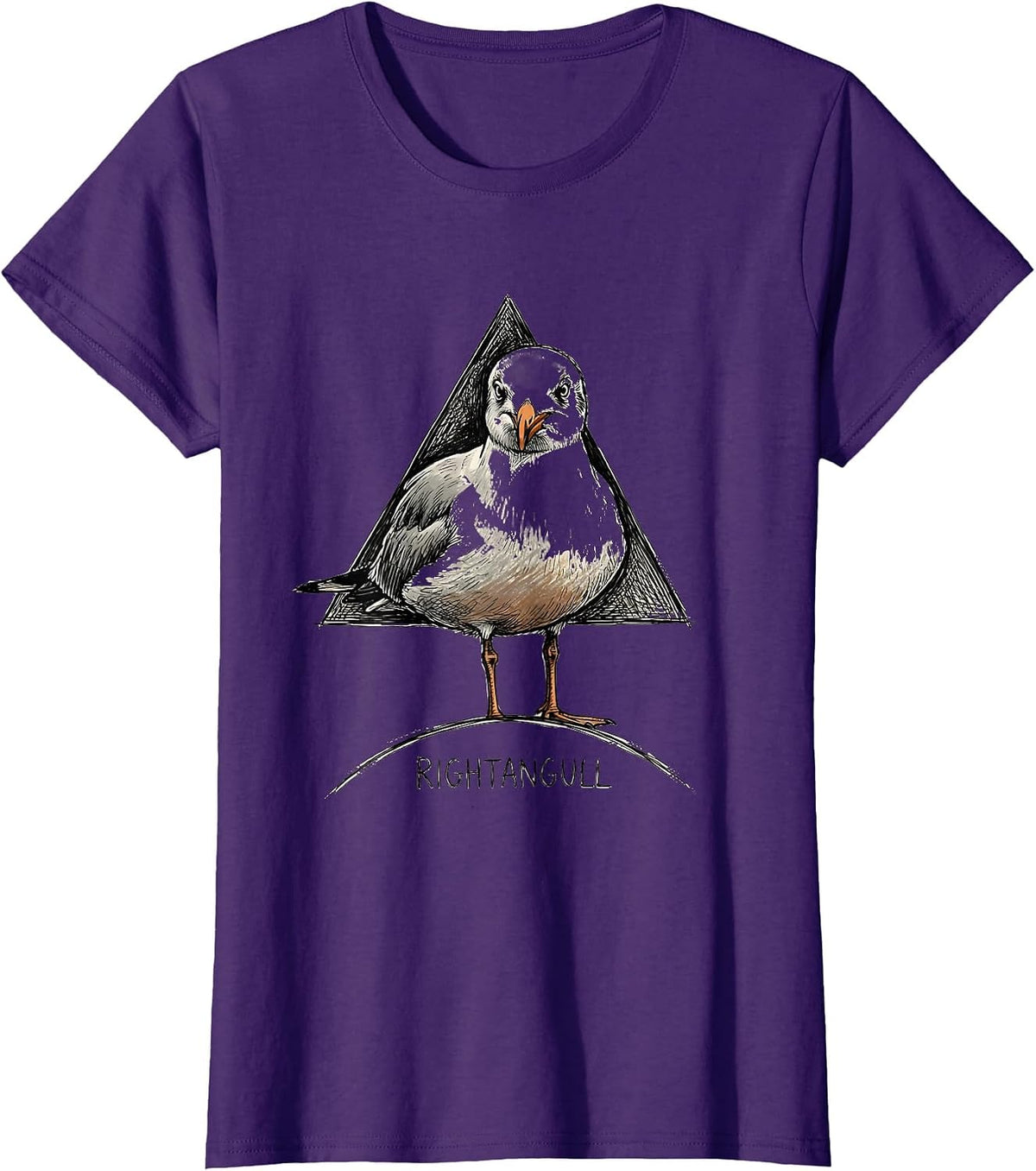 Women's Rightangull Funny Triangle Bird Pun Math Teacher Humor T-Shirt - Purple