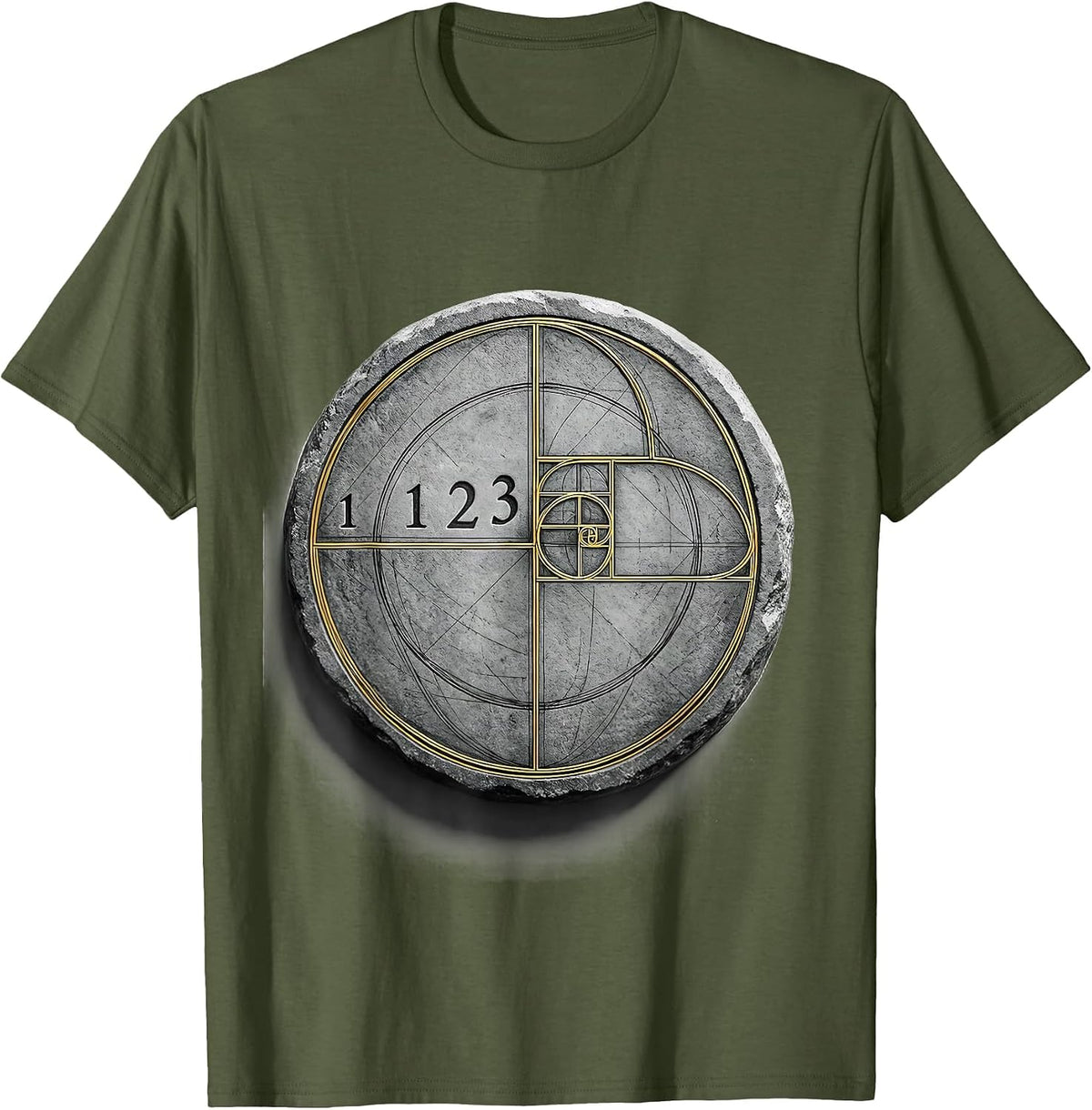 Men's 1 1 2 3 Fibonacci Spiral Sacred Geometry Math Enthusiast T-Shirt - Olive Green