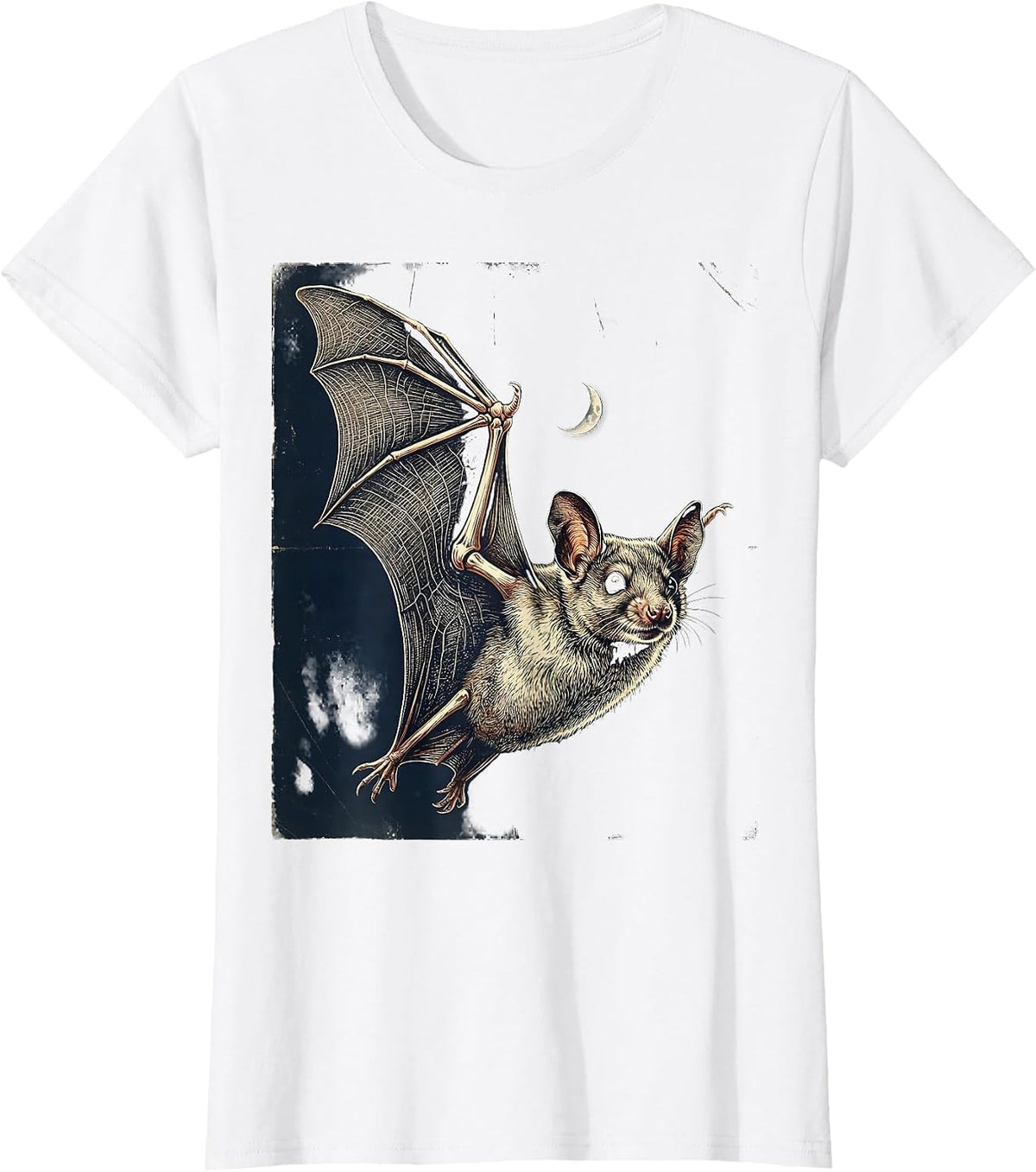 Women's Vintage Mexican Free-Tailed Bat Halloween Bat Lover T-Shirt - White