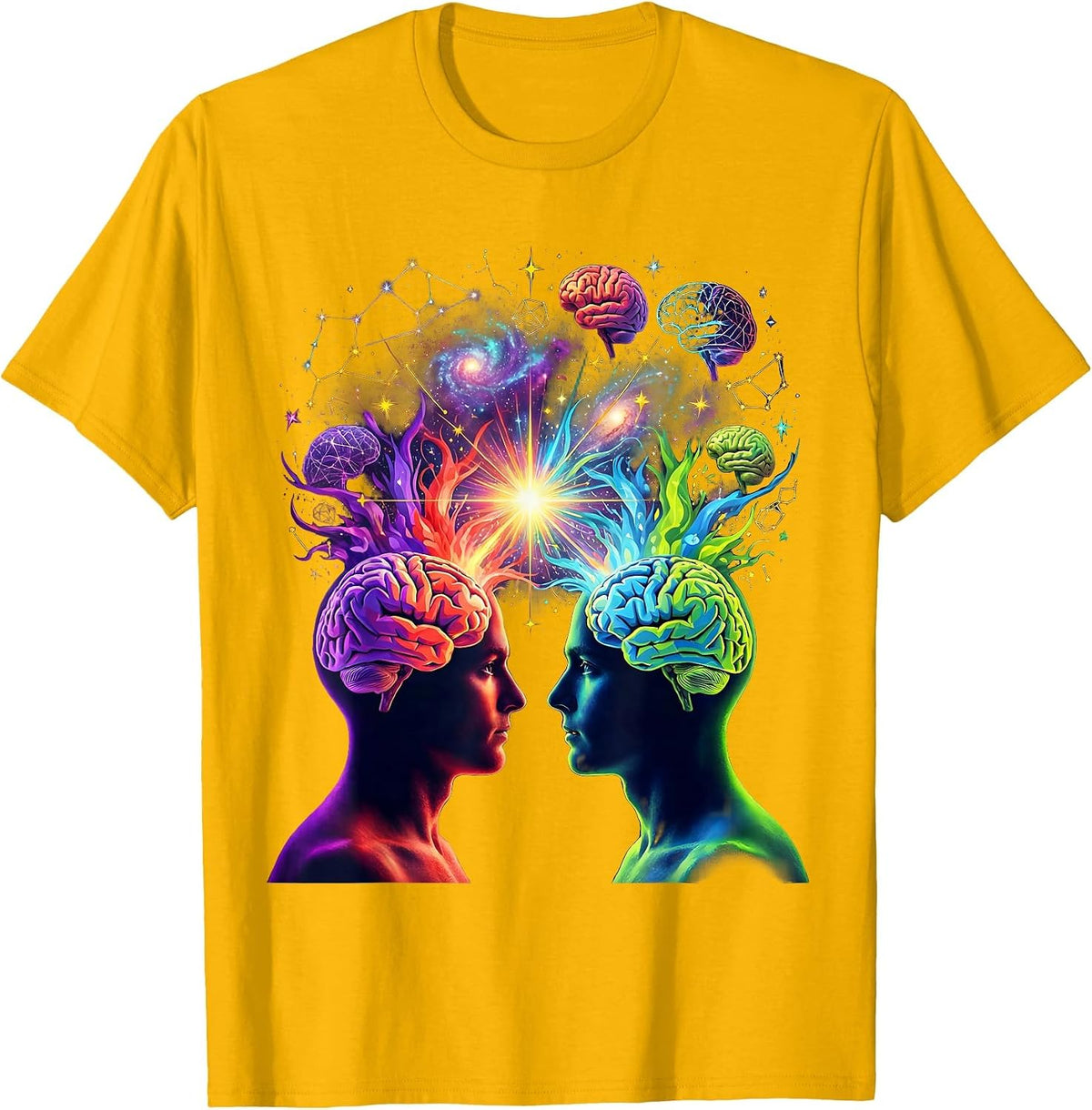 Celebrate Minds of All Kinds Neurodiversity Art T-Shirt - Golden Yellow