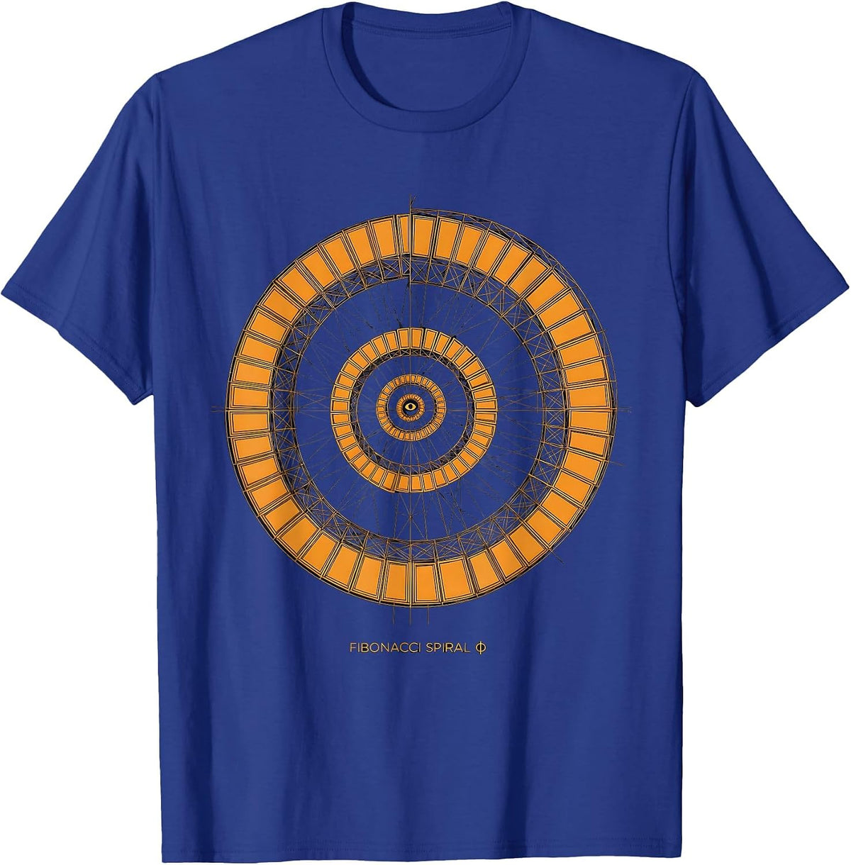 Fibonacci Spiral Φ Geometric Sacred Geometry Math Enthusiast T-Shirt - Royal Blue