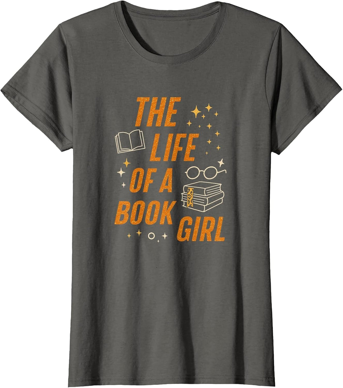 The Life of A Book Girl Reader Aesthetic Graphic T-Shirt - Asphalt Grey