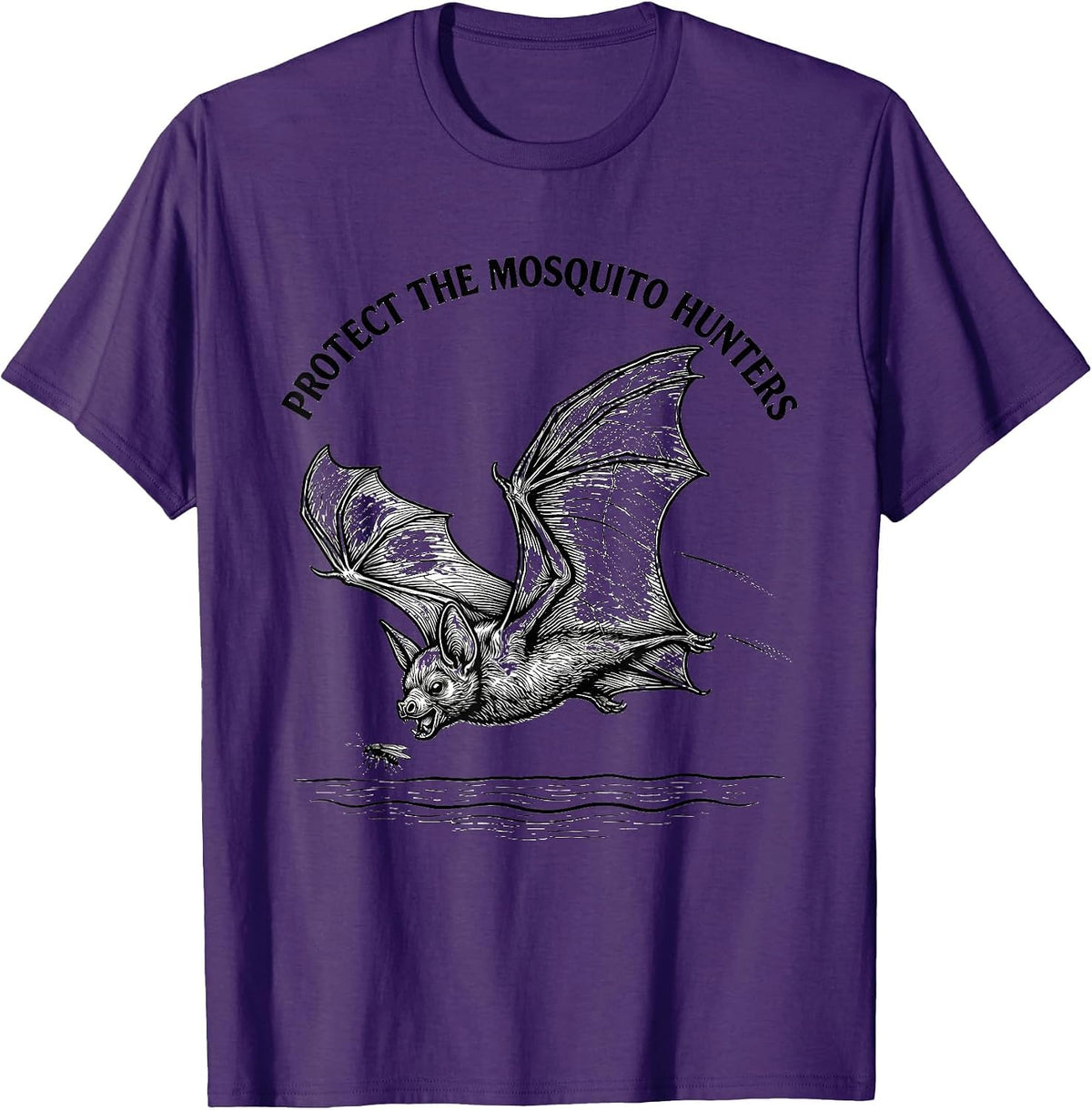 Protect The Mosquito Hunters Funny Bat Lover Wildlife T-Shirt - Purple