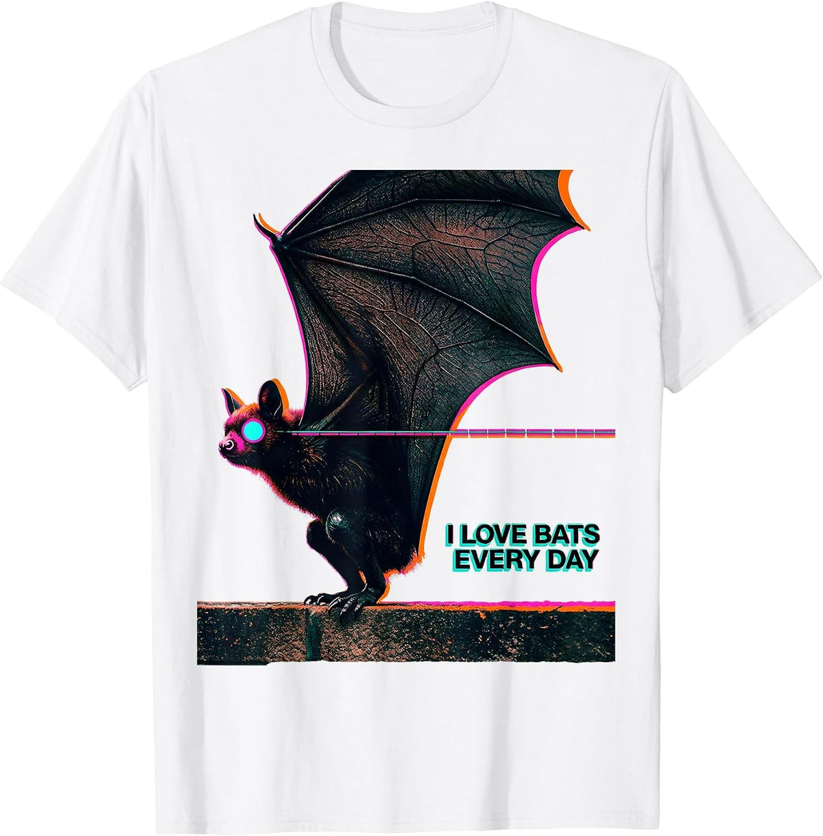 Men's I Love Bats Every Day Vintage Bat Lover Halloween Nature T-Shirt - White