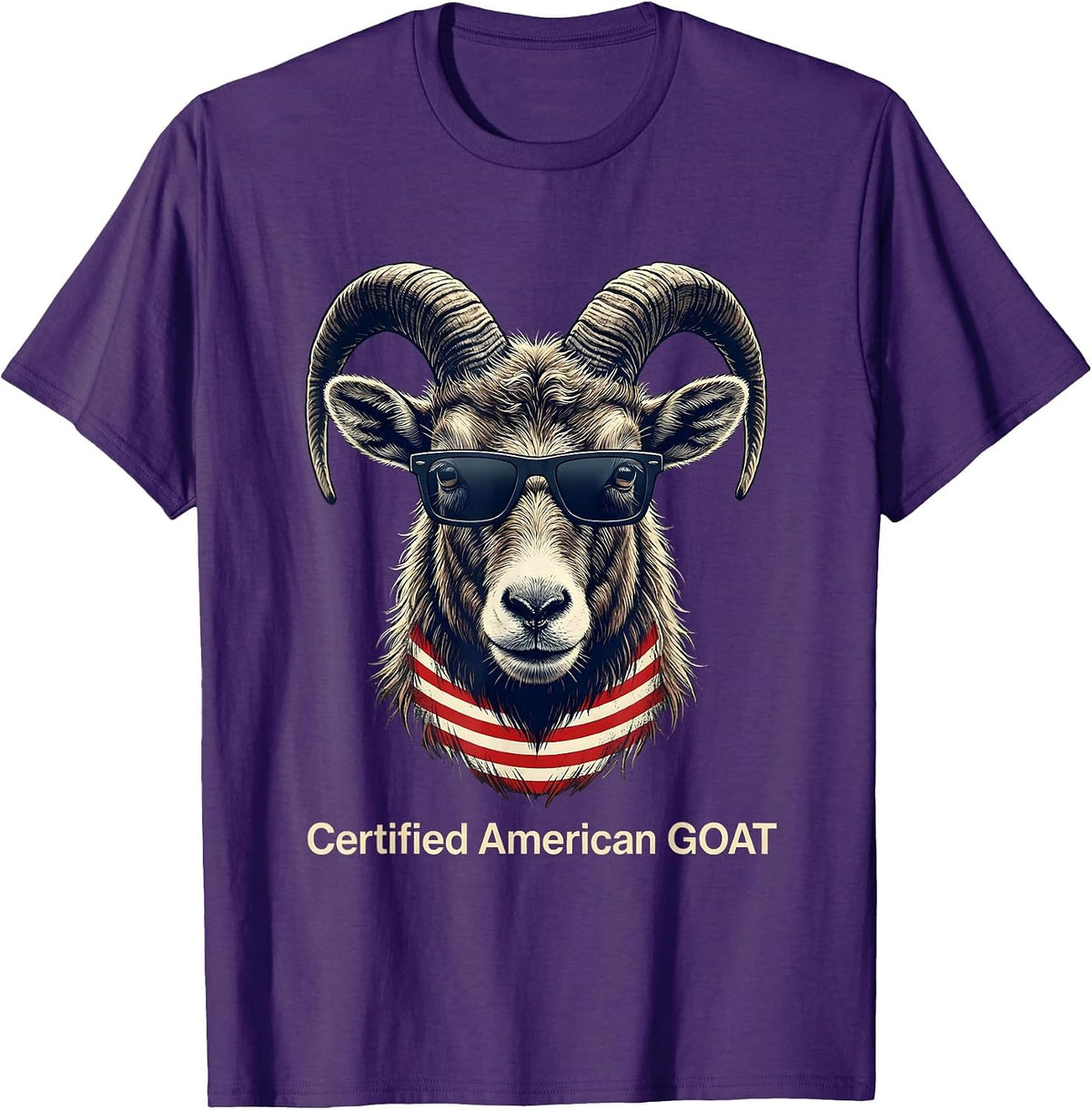 Certified American GOAT Patriotic Funny Goat Sunglasses T-Shirt - Purple