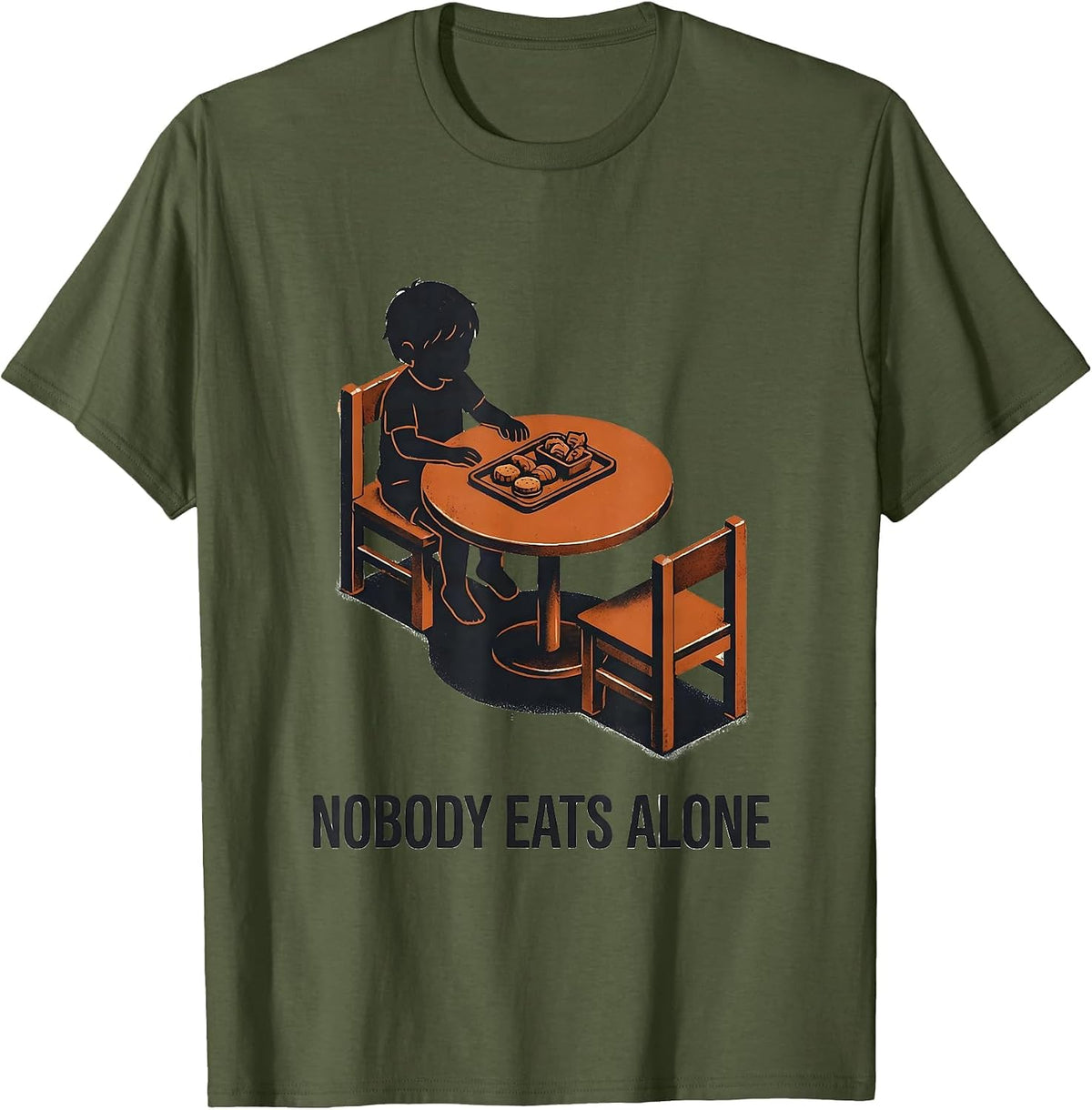 Men's Nobody Eats Alone Special Education Teacher Autism Inclusion T-Shirt - Olive Green