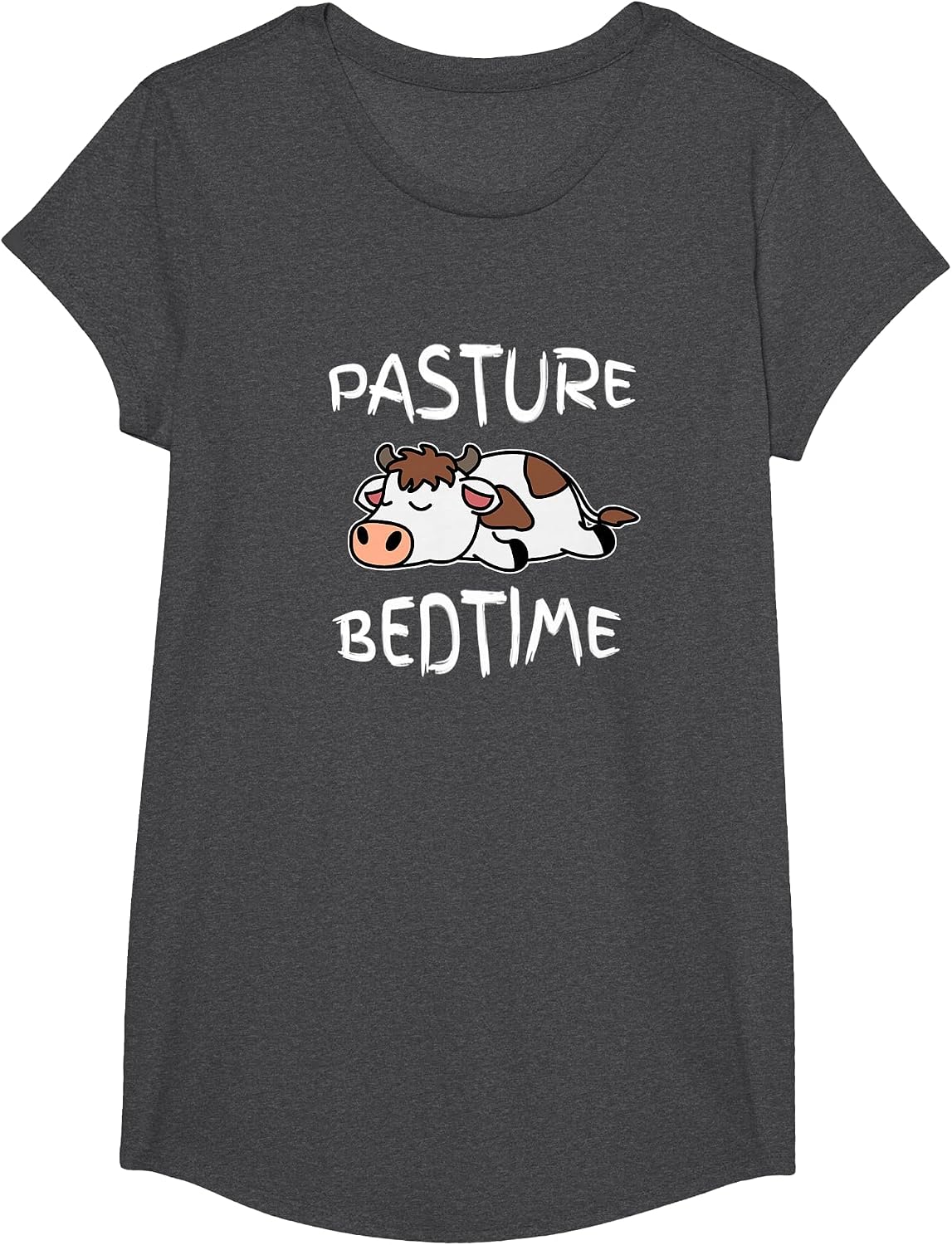 Cow Pasture Bedtime Pajama for Bedtime T-Shirt - Girls Dark Heather Grey