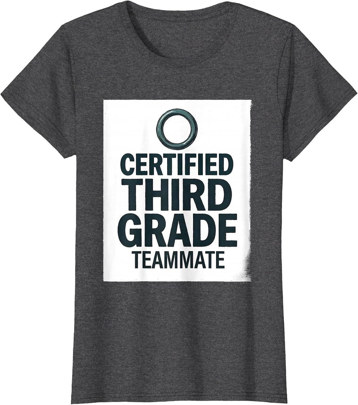 Women's Certified Third Grade Teammate Teacher Team Squad Back T-Shirt - Dark Heather Grey