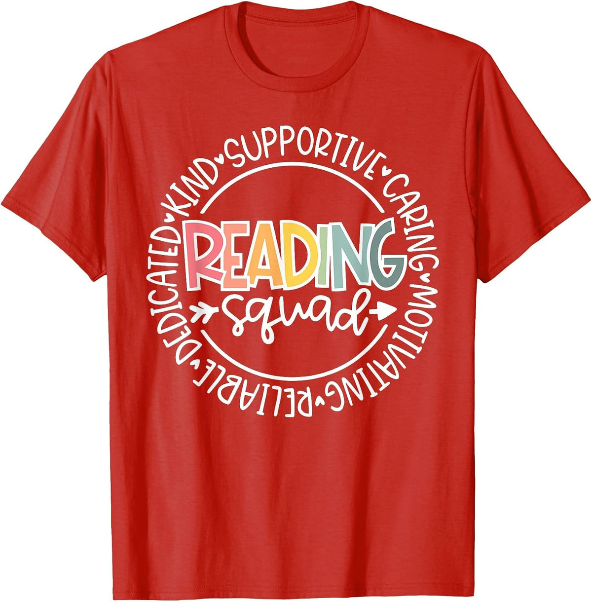 Reading Squad Teacher Reader Librarian Interventionist Team T-Shirt - Red