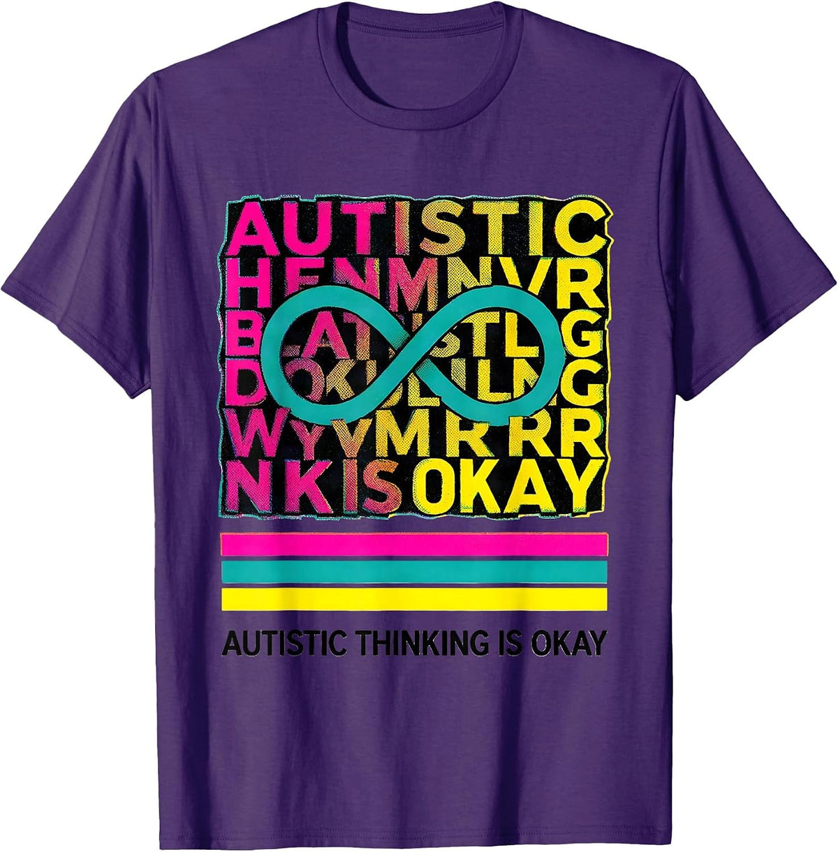 Men's Autistic Thinking Is Okay Risograph Neurodiversity Humor T-Shirt - Purple