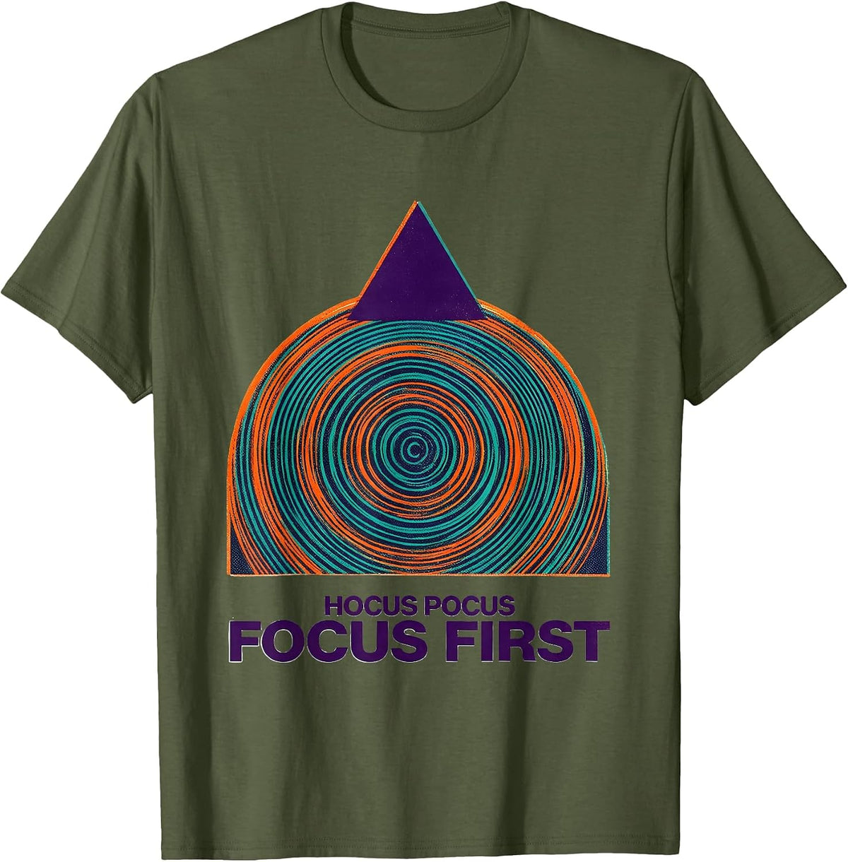 Hocus Pocus Focus First Risograph Funny Teacher Halloween T-Shirt - Olive Green