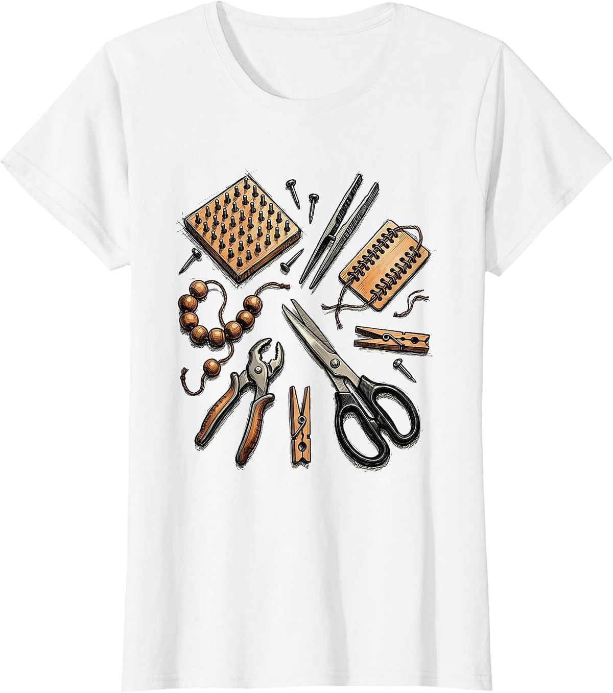 Women's Occupational Therapy Fine Motor Tools Flat Lay T-Shirt - White