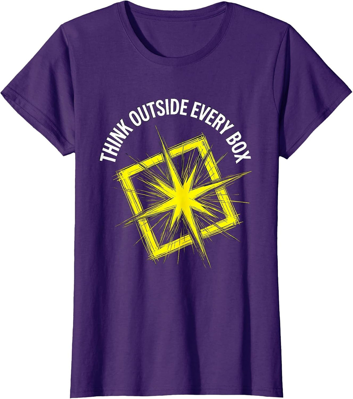 Women's Think Outside Every Box Neurodiversity Design T-Shirt - Purple