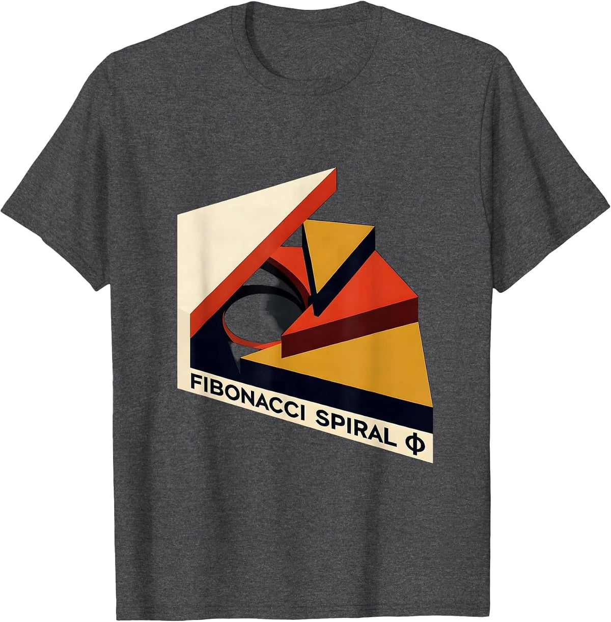 Fibonacci Spiral Φ Constructivist Sacred Geometry Math T-Shirt - Dark Heather Grey