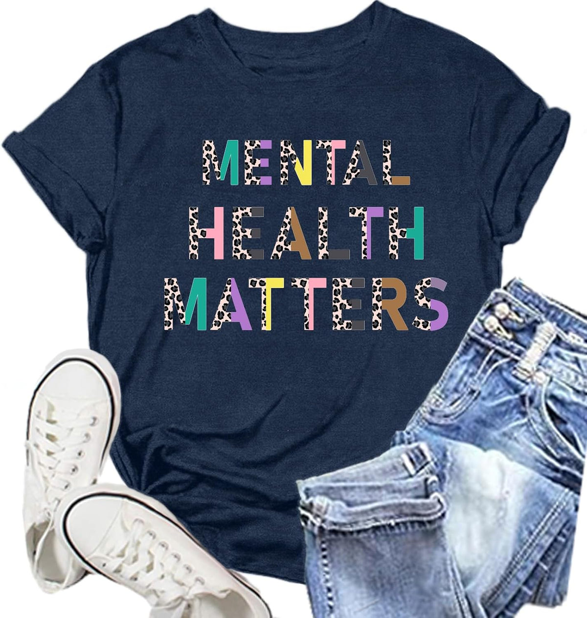 Mental Health Awareness Shirt for Women Psychologist Tshirts Therapist Tee Top - Blue