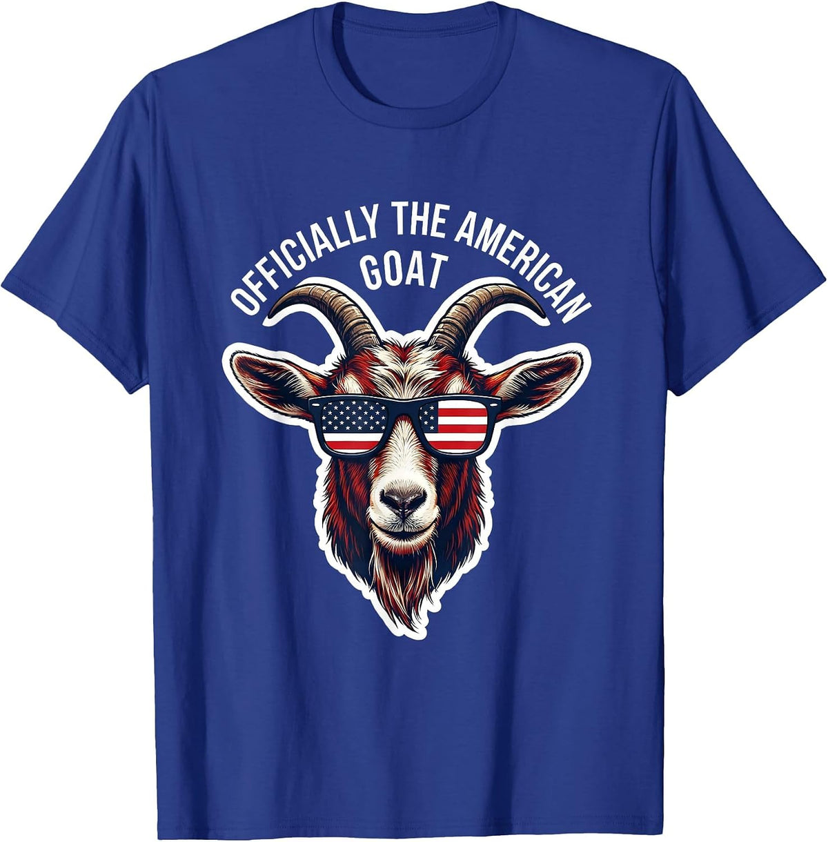 Officially the American GOAT Funny Goat with Patriotic T-Shirt - Royal Blue