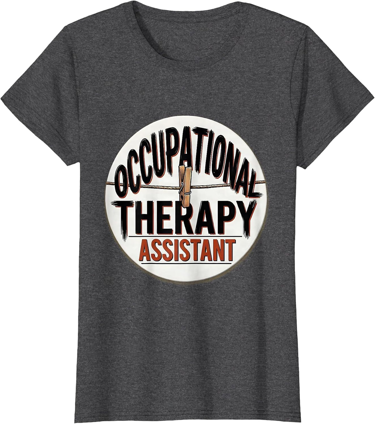 Women's Occupational Therapy Assistant Retro Showcard Badge T-Shirt - Dark Heather Grey
