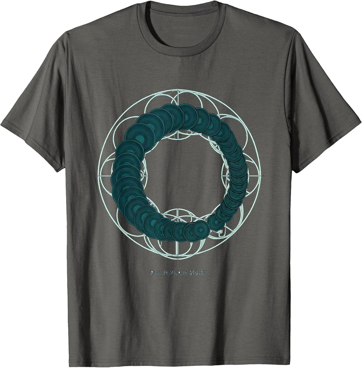 Men's Phi In Plain Sight Monochromatic Math Sacred Geometry T-Shirt - Asphalt Grey
