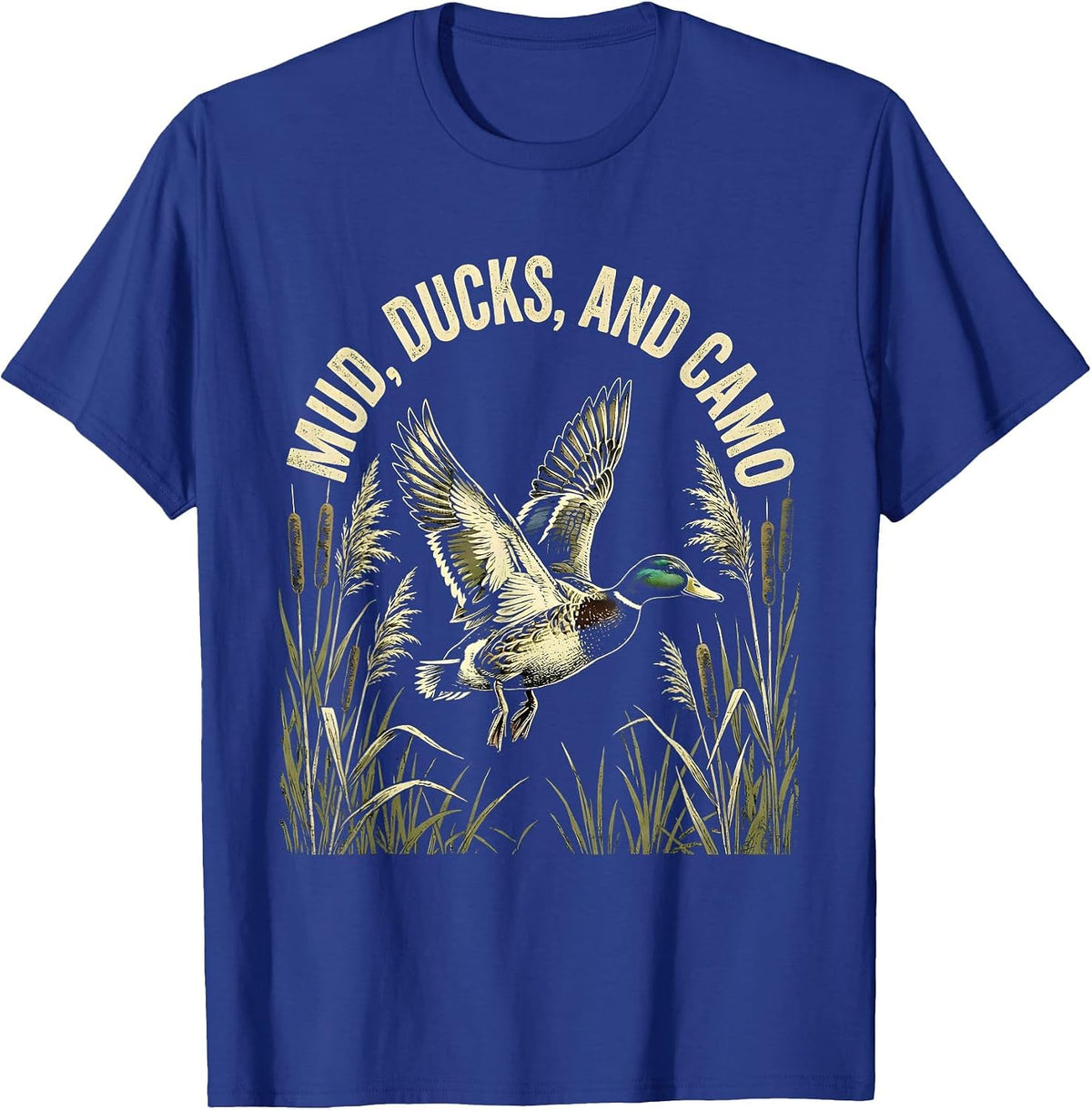 Men's Mud Ducks and Camo Duck Hunting Design T-Shirt - Royal Blue