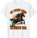 Men's My Horse Runs The Haunted Trail Gothic Halloween Horse Lover T-Shirt - White