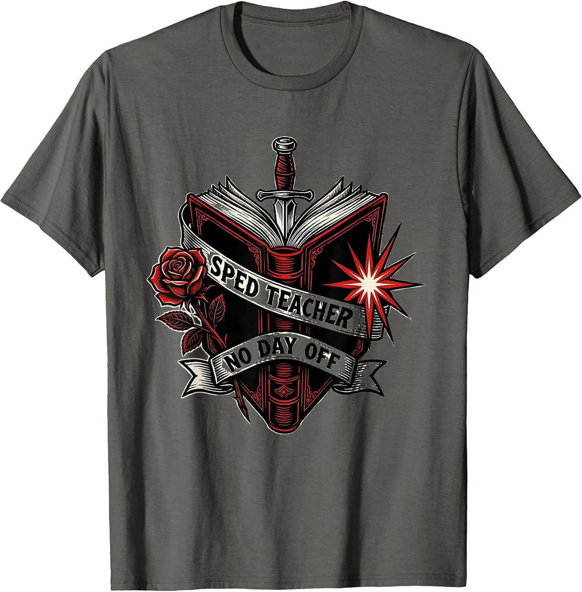 Sped Teacher No Day Off Educator Design T-Shirt - Asphalt Grey