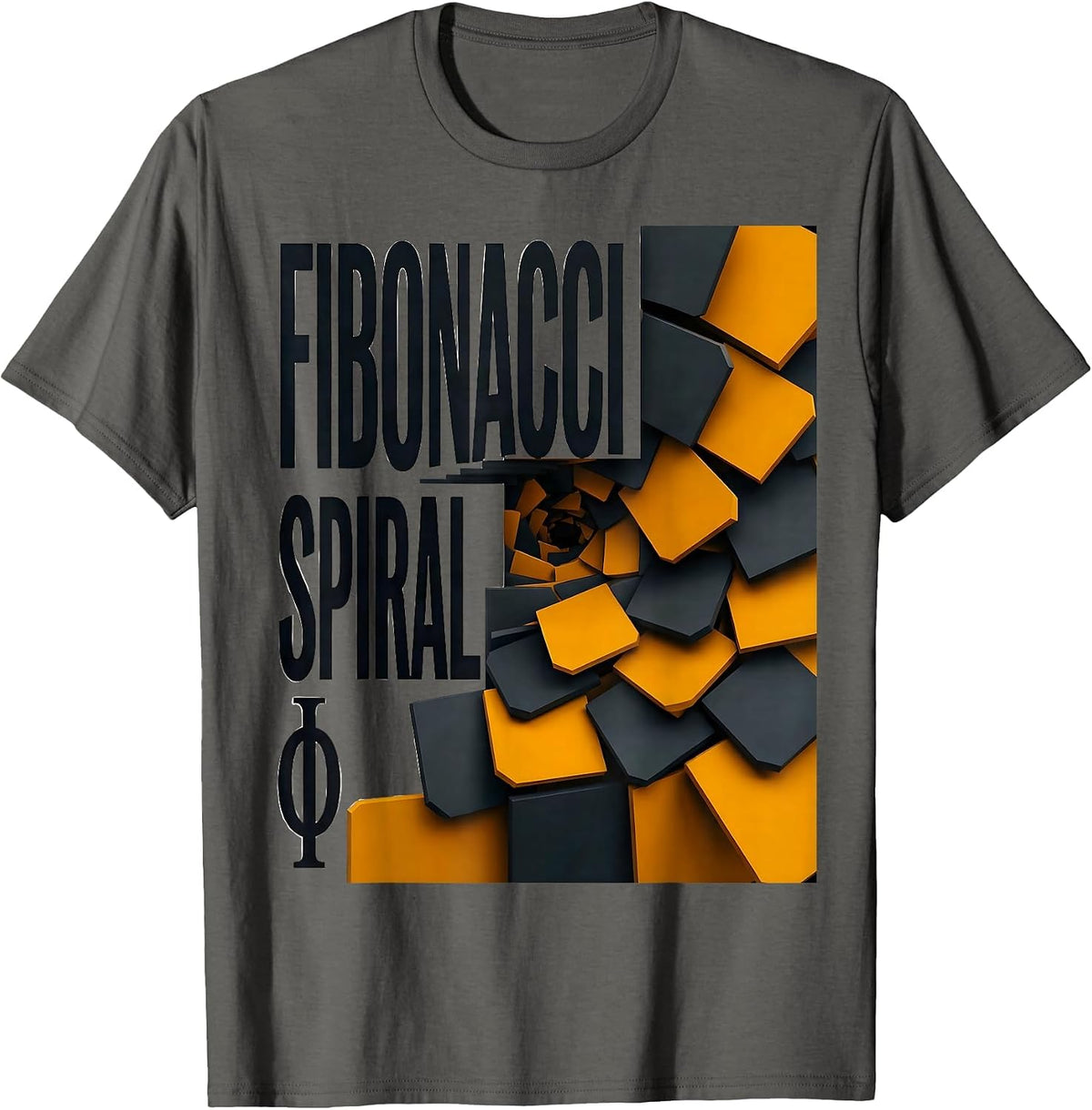 Fibonacci Spiral Φ Math Enthusiast Sacred Geometry Golden T-Shirt - Asphalt Grey
