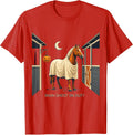 Men's Barn Ghost on Duty Flat Vector Halloween Horse Lover Humor T-Shirt - Red
