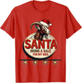 Men's Santa Bring a Bale for My Kids Funny Goat Lover Christmas T-Shirt - Red