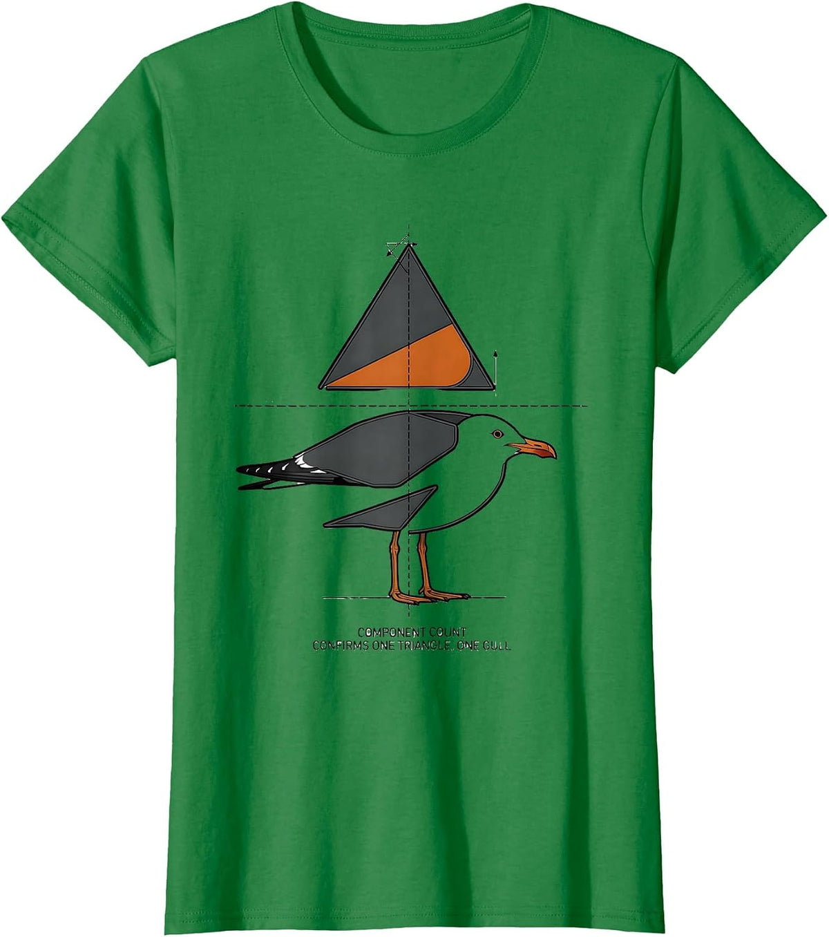 Women's Component Count Confirms One Triangle, One Gull Math Teacher T-Shirt - Kelly Green
