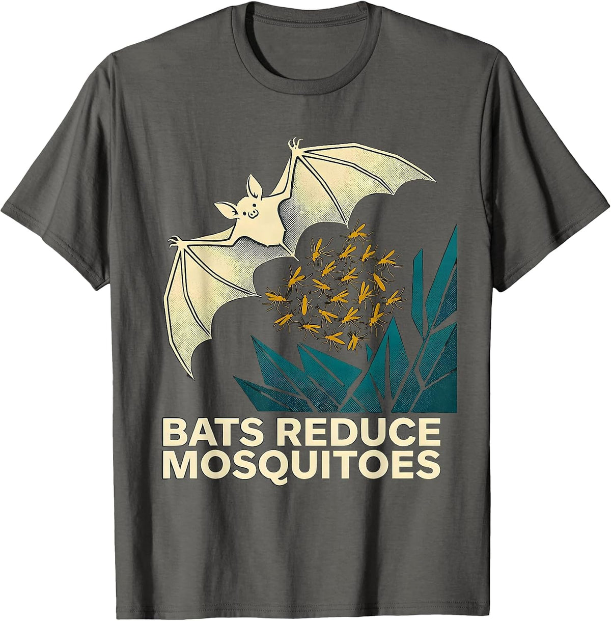 Men's Bats Reduce Mosquitoes Midcentury Modern Bat Lover Halloween T-Shirt - Asphalt Grey