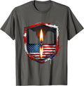 September 11 Candle Flame Reflection Memorial Design T-Shirt - Asphalt Grey
