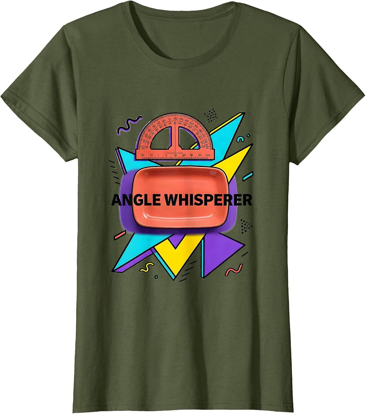 Women's Angle Whisperer Math Teacher Graphic Design T-Shirt - Olive Green
