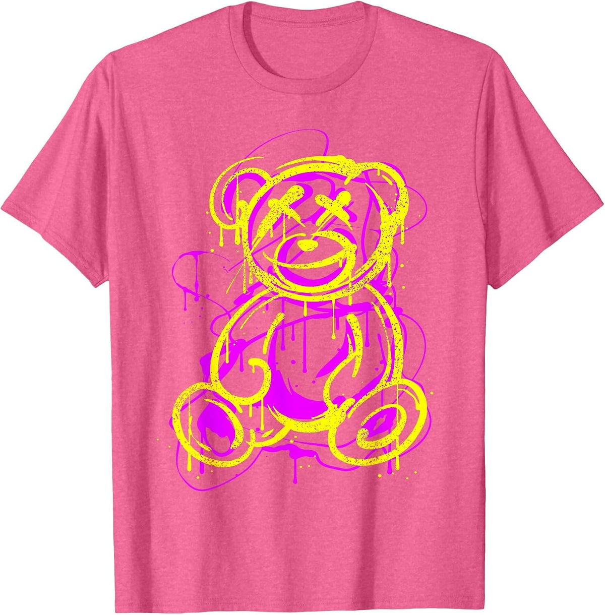 Graffiti Streetart Bear, Bear Cartoon Hip-hop pop Art T-Shirt - Pink Heather