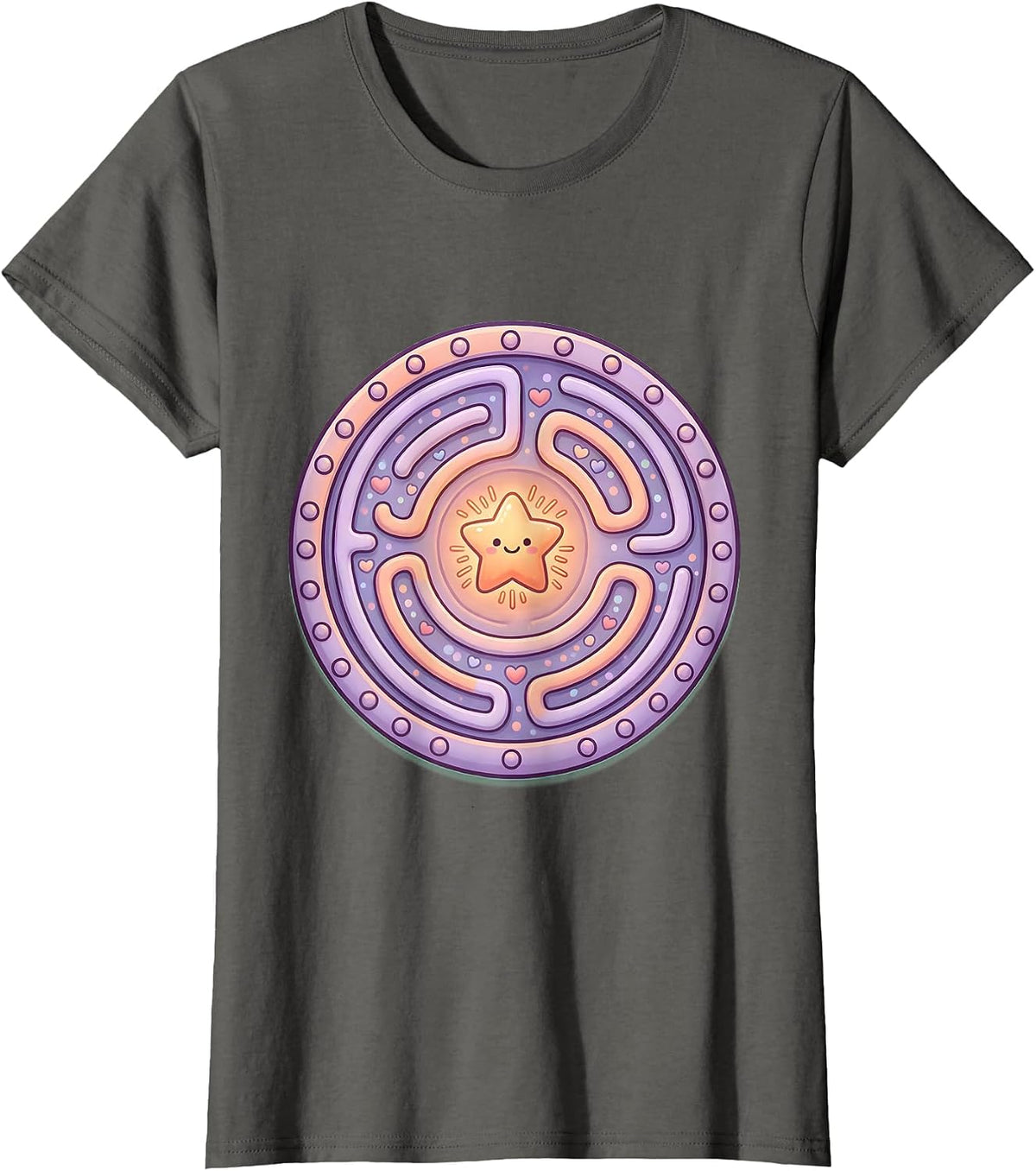 Women's Neurodiversity Labyrinth Glowing Center Design T-Shirt - Asphalt Grey