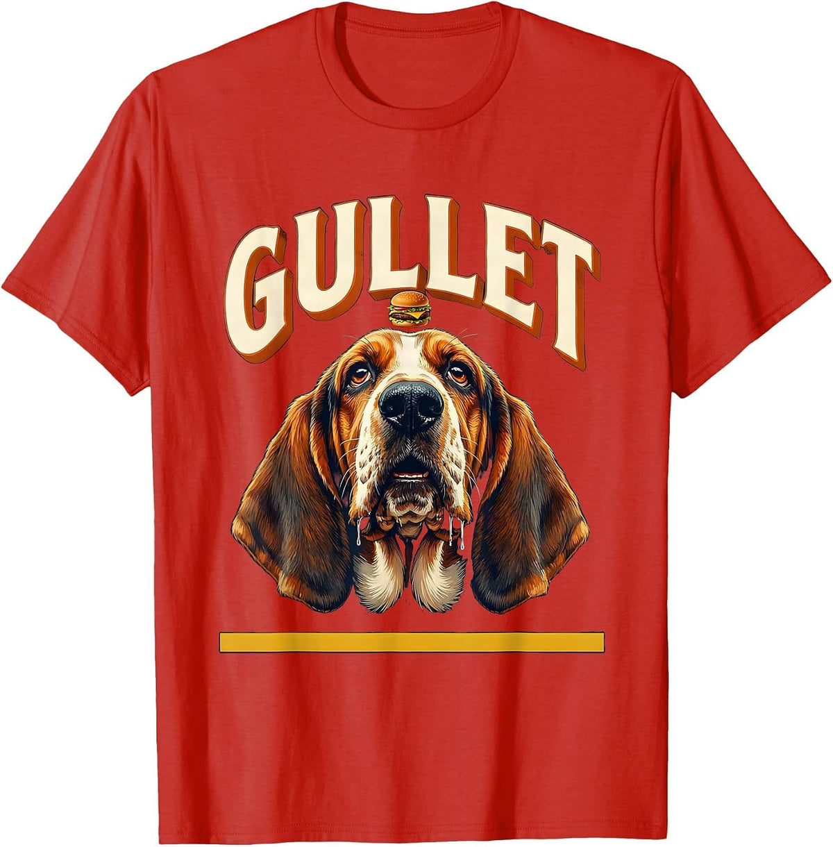 Men's GULLET Funny Basset Hound Jowls Drooling Dog Mom Dog Dad T-Shirt - Red