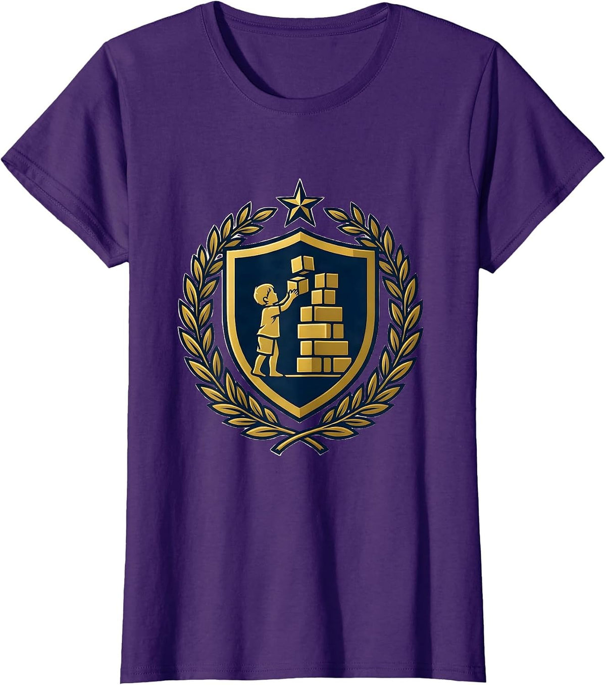 Women's Special Education Building Blocks Graphic Tee T-Shirt - Purple