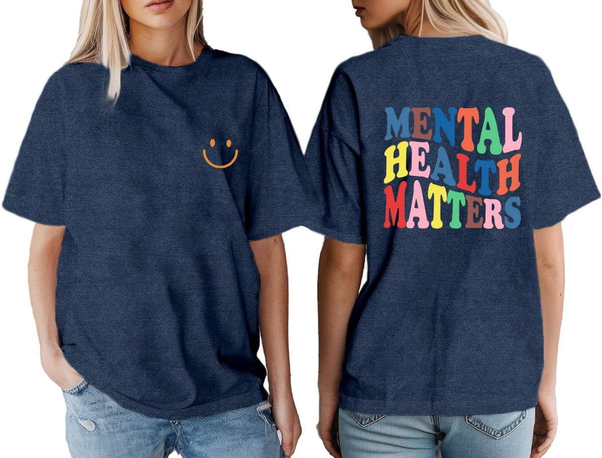 Mental Health Awareness Shirt for Women Psychologist Tshirts Therapist Tee Top - Blue1