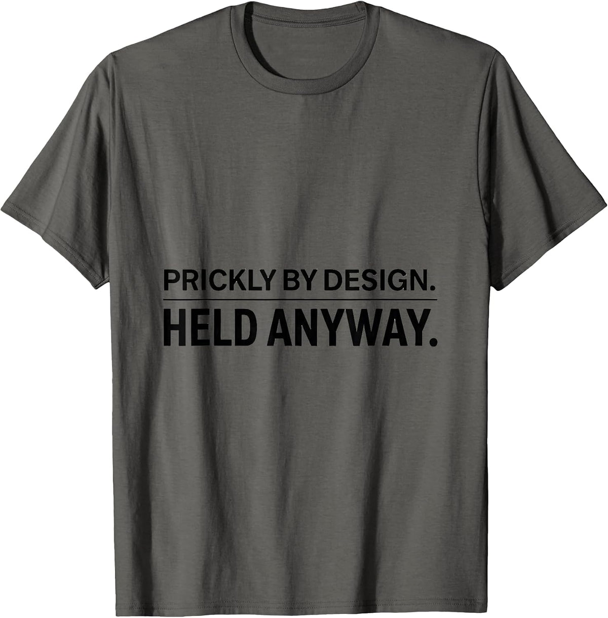 Prickly By Design Held Anyway Cute Hedgehog Pet Lover Humor T-Shirt - Asphalt Grey