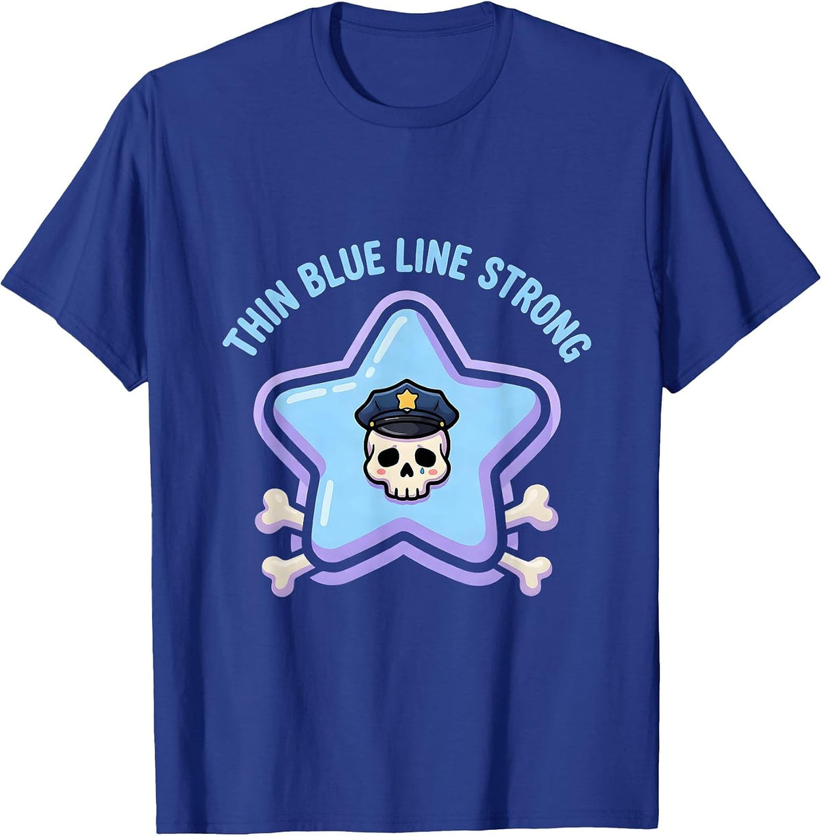 Thin Blue Line Strong Law Enforcement Design T-Shirt - Royal Blue