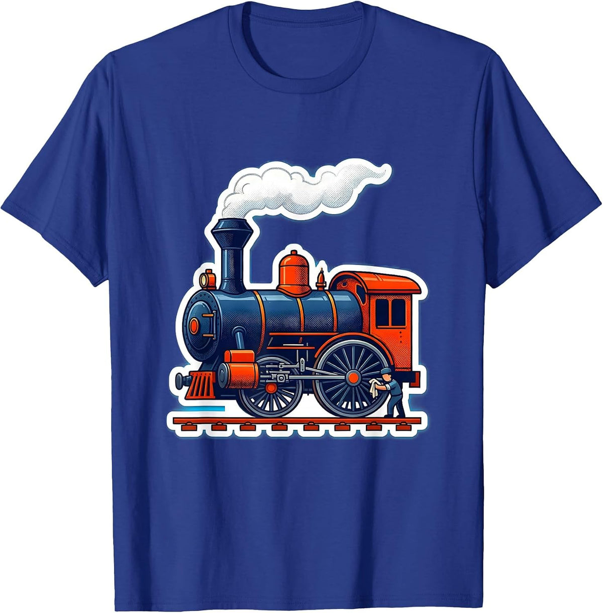 Steam Locomotive Vintage Train Enthusiast Humor T-Shirt - Royal Blue
