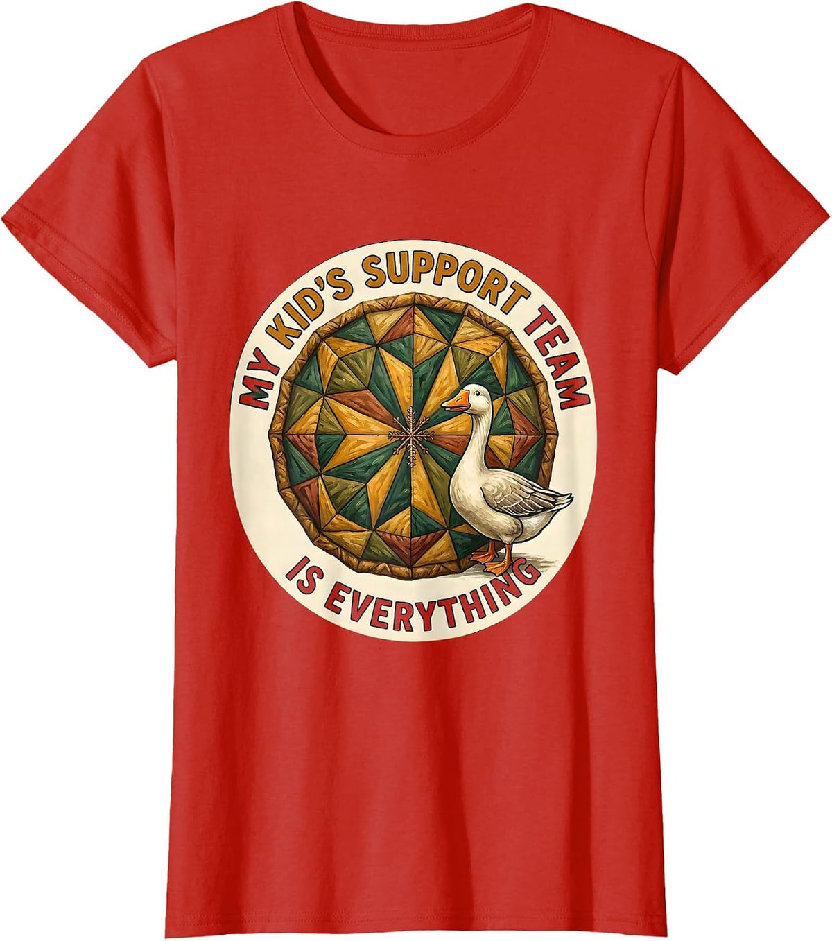 Women's My Kid's Support Team Is Everything Funny Special Education T-Shirt - Red