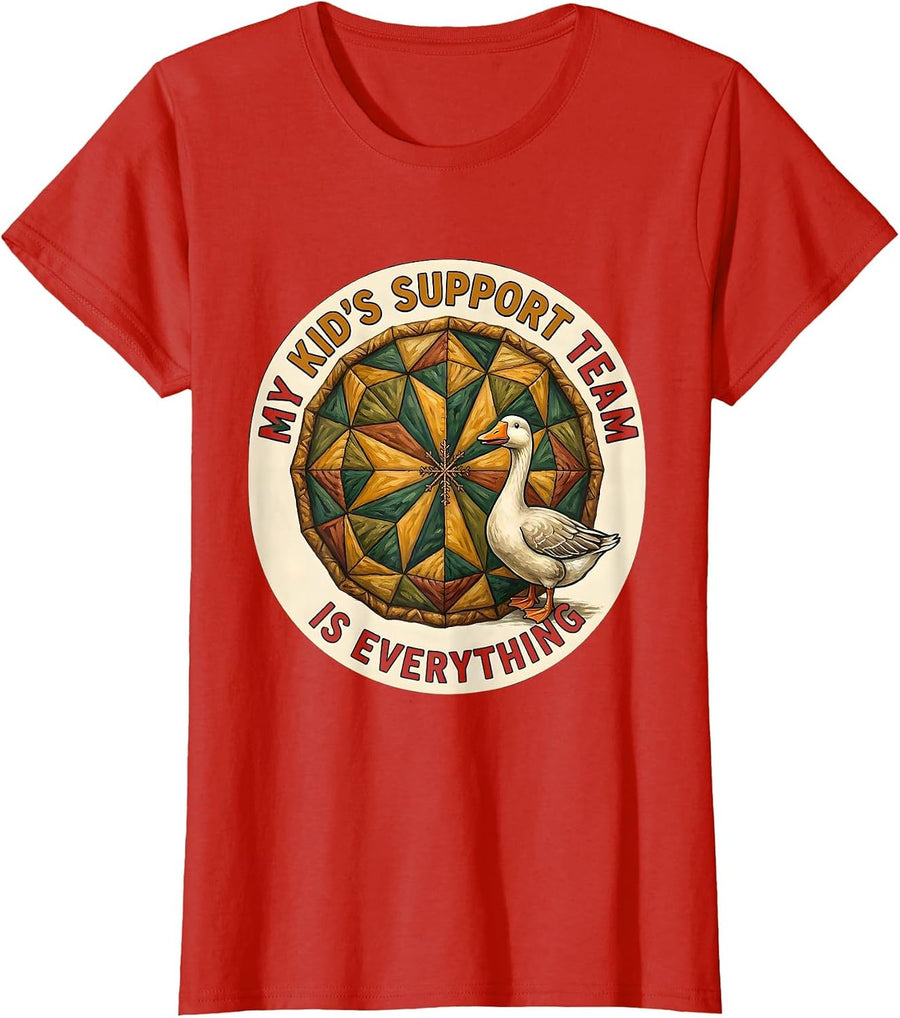 Women's My Kid's Support Team Is Everything Funny Special Education T-Shirt - Red