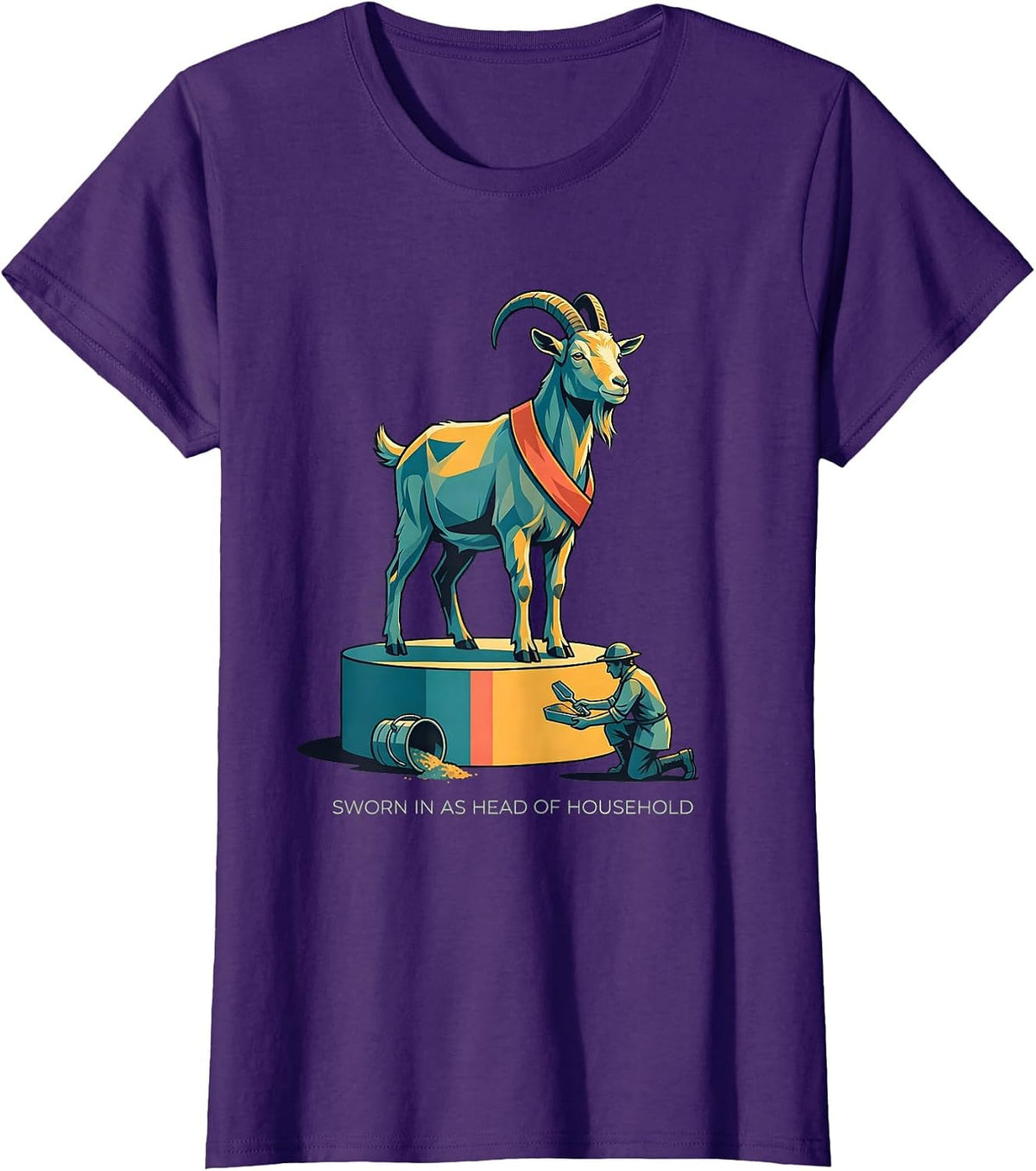 Sworn In As Head Of Household Funny Goat Lover Farmer Humor T-Shirt - Purple