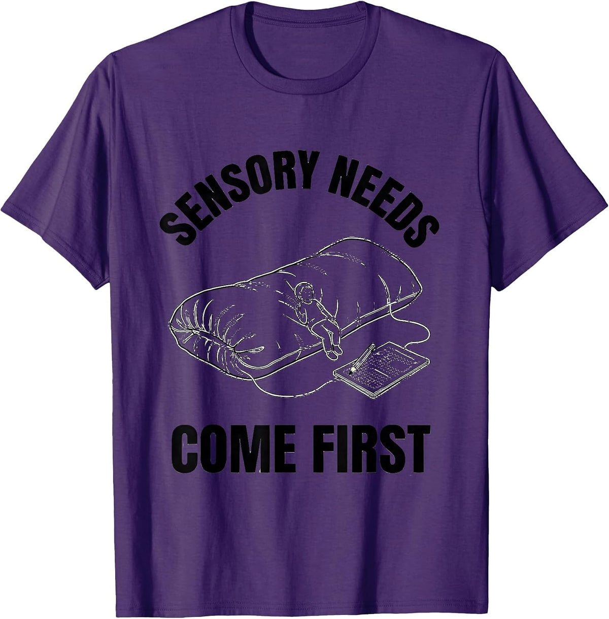 Sensory Needs Come First Occupational Therapy Sensory T-Shirt, Men, Purple, Large - As Pictured