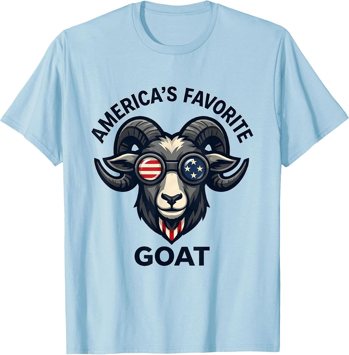 Men's America's Favorite GOAT Funny Goat Mascot Patriotic Humor T-Shirt - Baby Blue