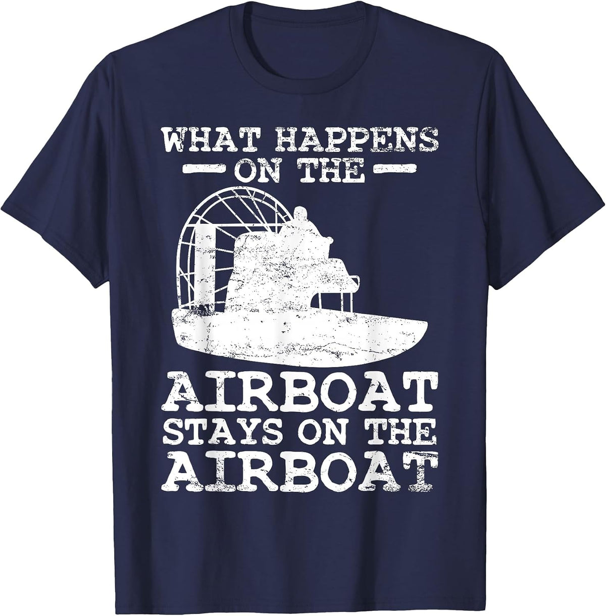 Airboat Boat Captain Boating Vintage T-Shirt - Navy Blue