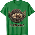 Men's Sleepyhog Cozy Hedgehog Pajama Top Animal Lover Humor T-Shirt - Kelly Green