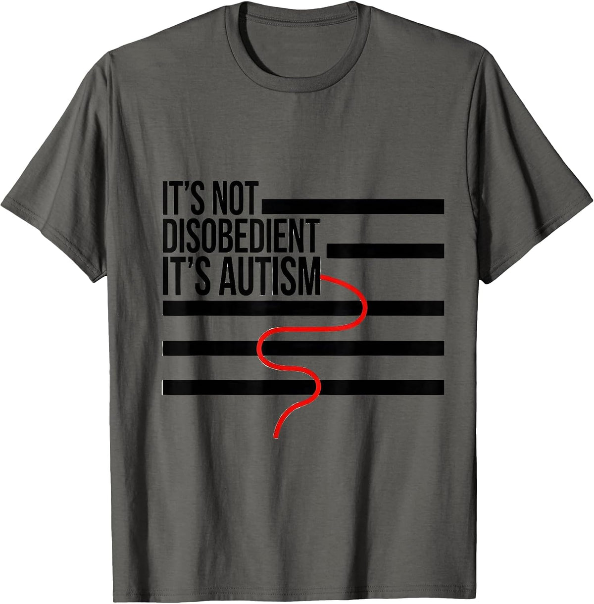 Men's It's Not Disobedient It's Autism Funny Neurodiversity T-Shirt - Asphalt Grey